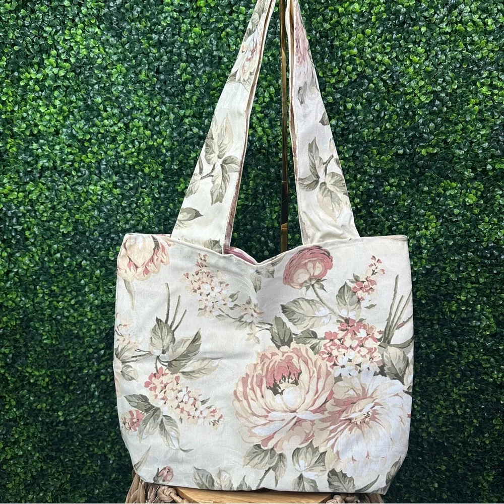 Nwt handmade‎ coquette tapestry Floral Canvas Tote Bag Y2K cottage core